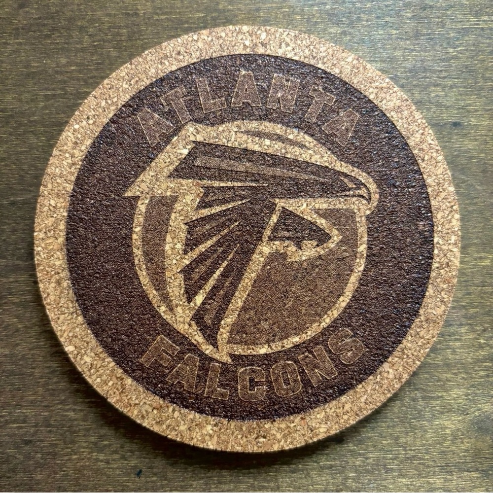 Atlanta Falcons Laser Engraved Cork Coaster